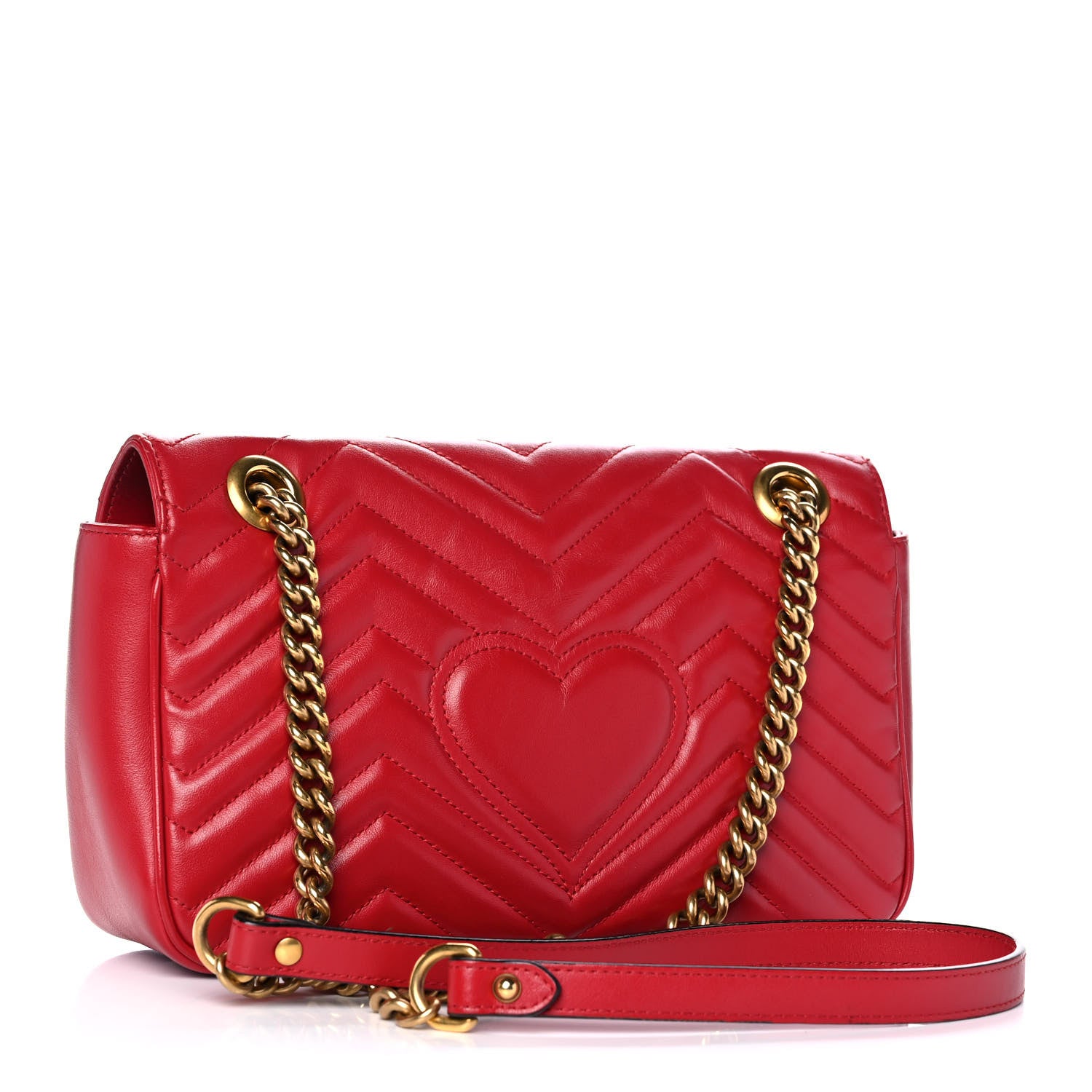 Gucci Calfskin Matelasse Small GG Marmont Shoulder Bag Hibiscus Red 3 of 11