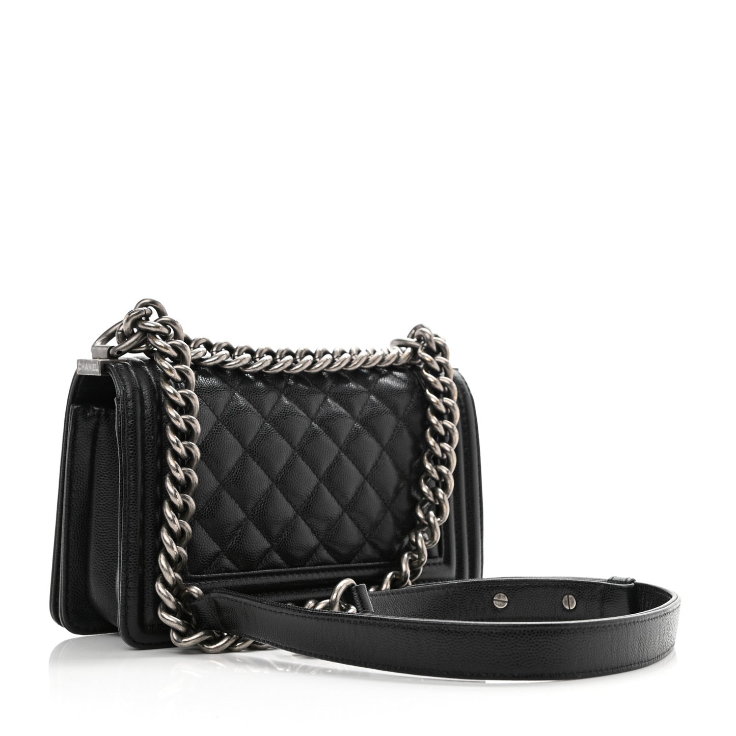 Caviar Quilted Small Boy Flap Black