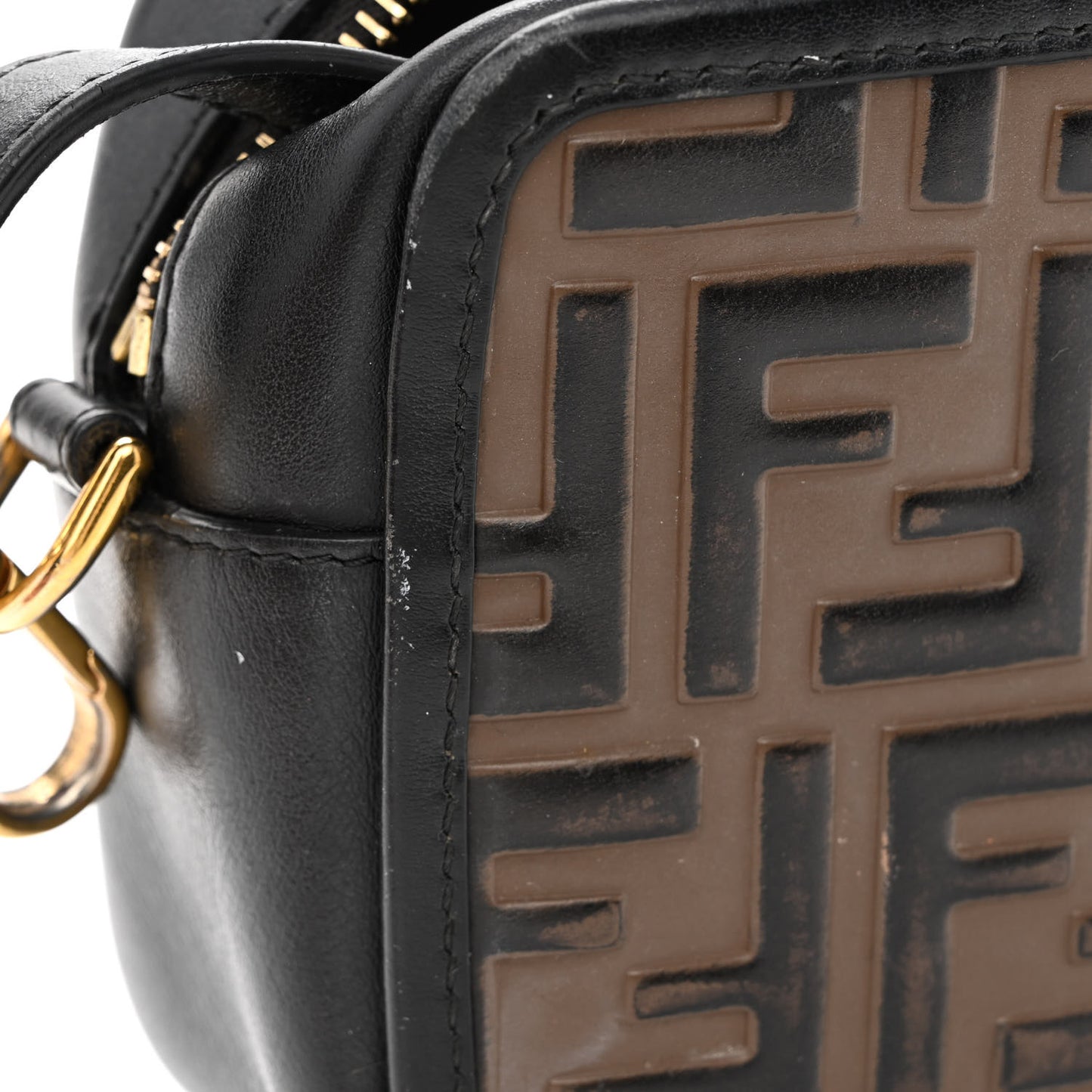 Vitello Century Bi-Color FF 1974 Embossed Mini Camera Case Maya Black