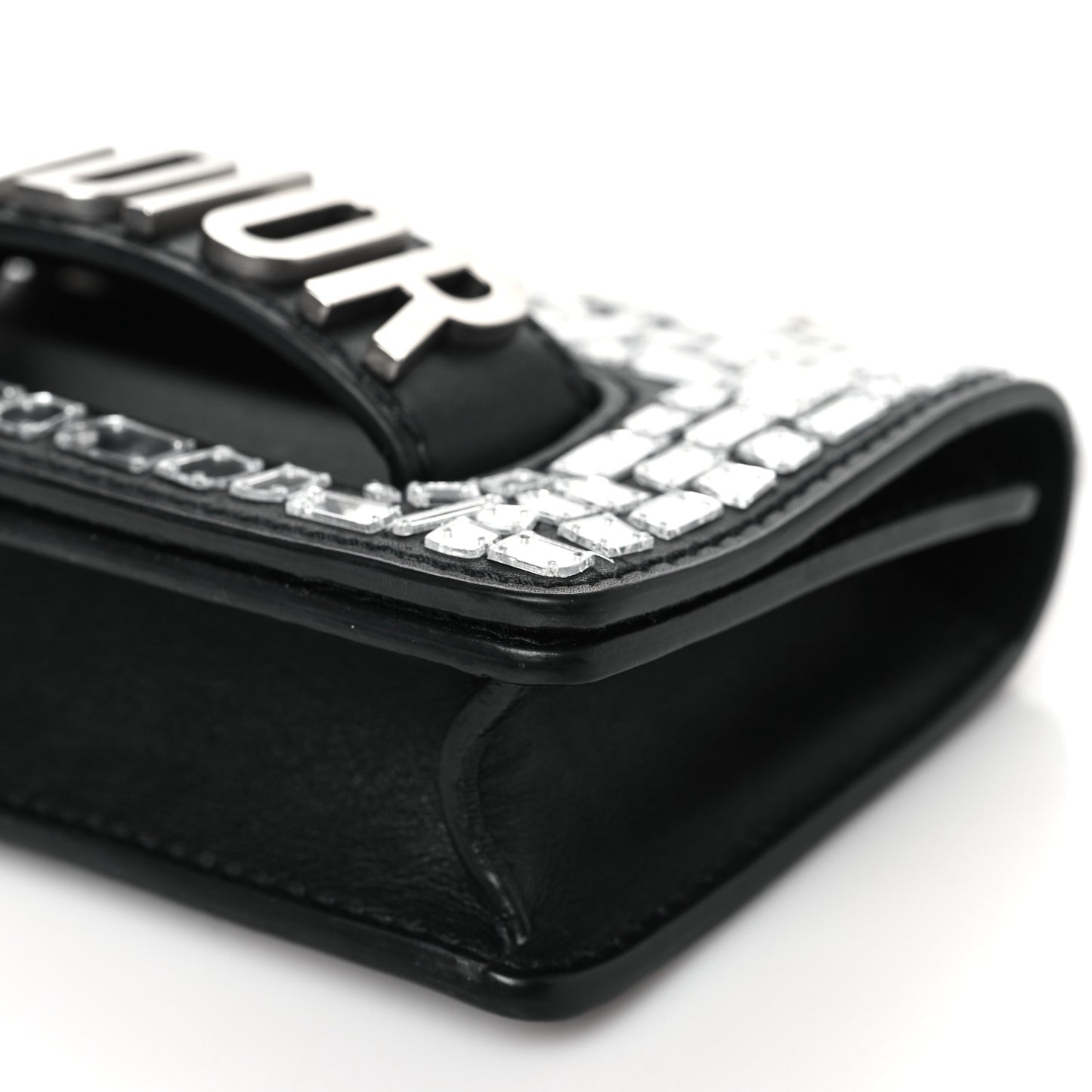 Smooth Calfskin Embroidered Mosaic of Mirrors Mini J'Adior Chain Flap Bag Black