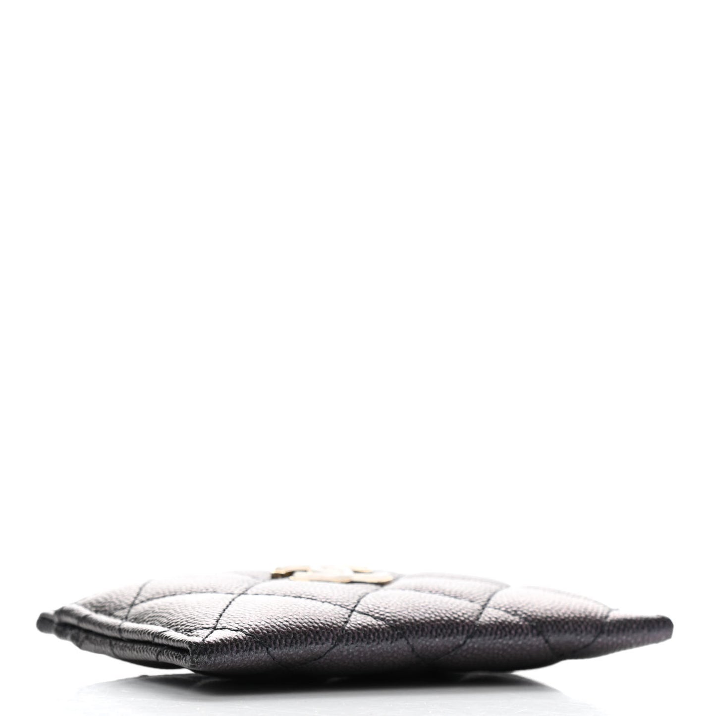 Iridescent Caviar Quilted Card Holder Black