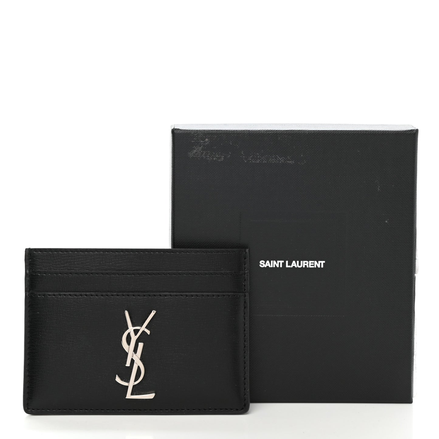 Calfskin Monogram Credit Card Case Black