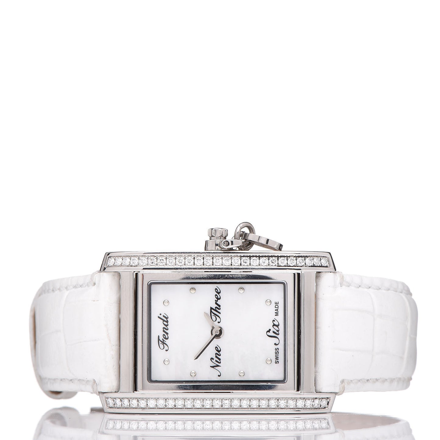 Stainless Steel Alligator Diamond Mother of Pearl 27mm Quartz Watch
