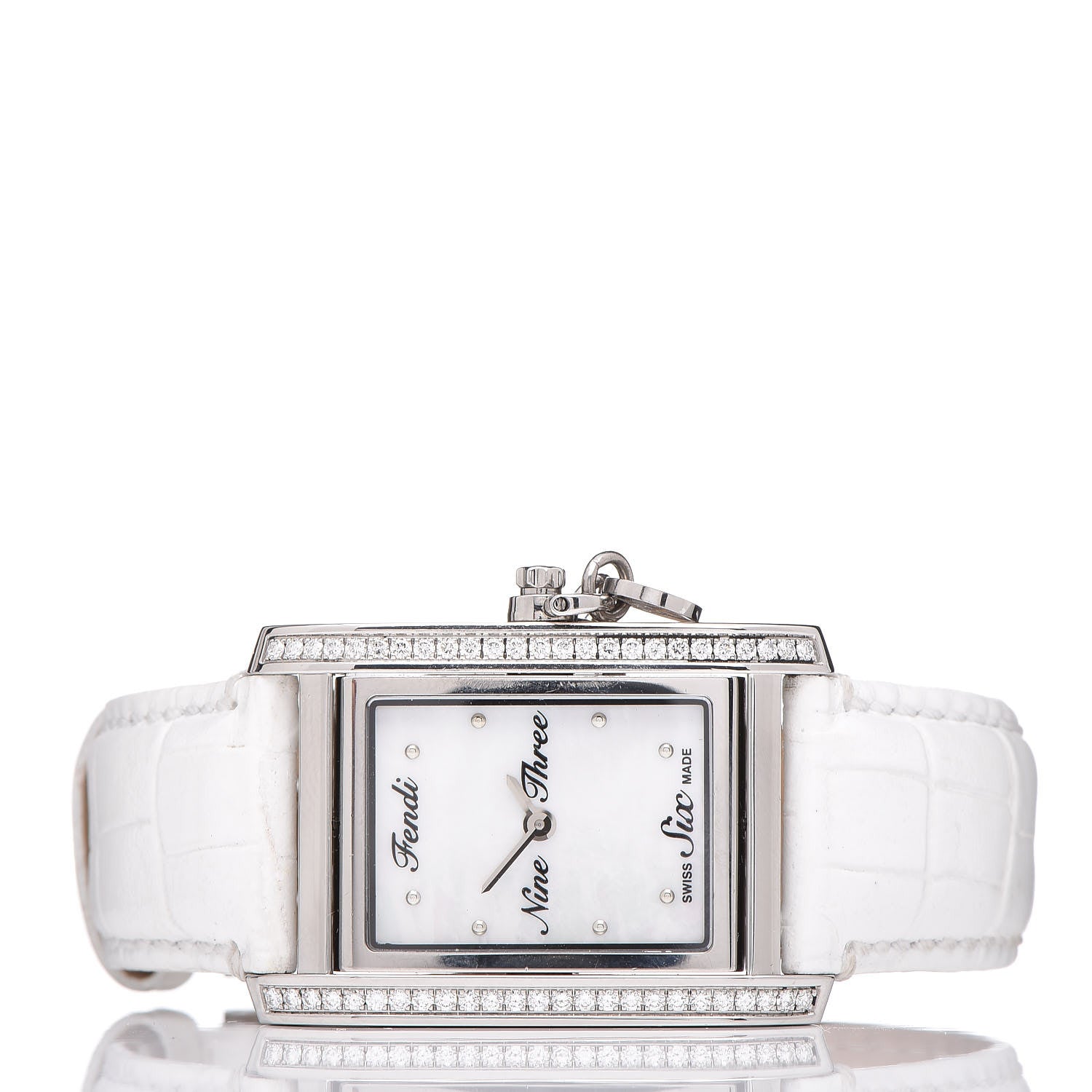 Fendi Stainless Steel Alligator Diamond Mother of Pearl 27mm Quartz Watch 3 of 10