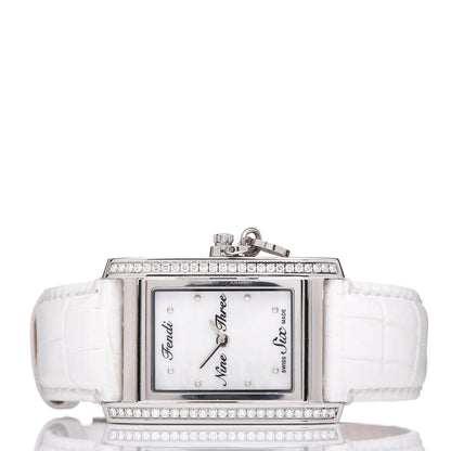 Fendi Stainless Steel Alligator Diamond Mother of Pearl 27mm Quartz Watch 3 of 10