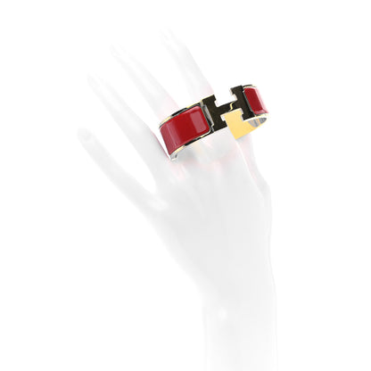 Hermes Enamel Wide Clic Clac H Bracelet PM Rouge Casaque 2 of 4