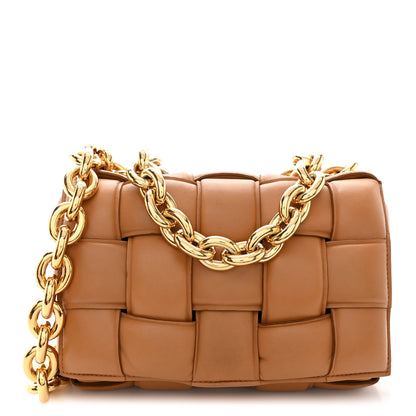 Bottega Veneta Lambskin Maxi Intreccio Padded Chain Cassette Crossbody Bag Caramel 1 of 14