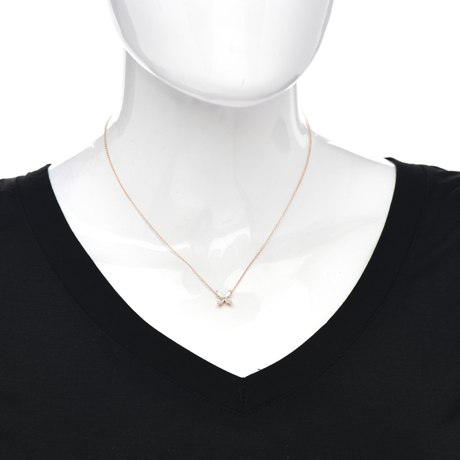 Tiffany 18K Rose Gold Diamond Medium Victoria Pendant Necklace 2 of 5