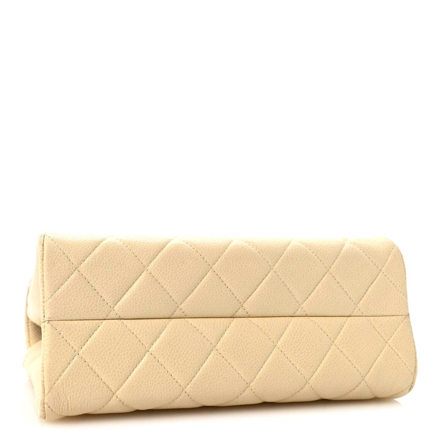 Caviar Quilted Medium Single Flap Light Beige