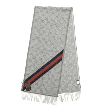 Gucci Wool Angora Monogram Web New Nikky Scarf Zinc Blue 2 of 4