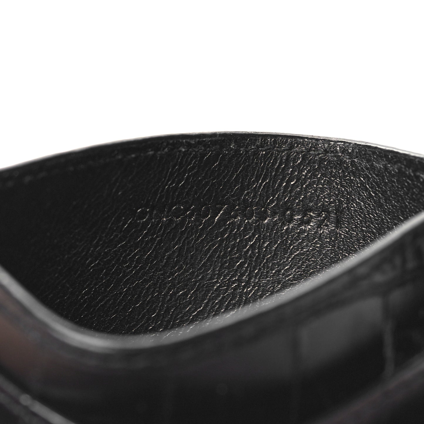 Calfskin Crocodile Embossed Monogram Tiny Cassandra Credit Card Case Black
