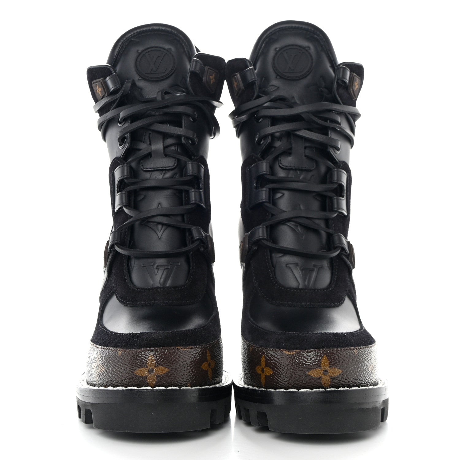 Louis Vuitton LOUIS VUITTON Suede Calfskin Monogram Star Trail Ankle Boots 38 Black 2 of 7