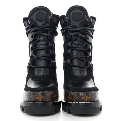 Louis Vuitton LOUIS VUITTON Suede Calfskin Monogram Star Trail Ankle Boots 38 Black 2 of 7