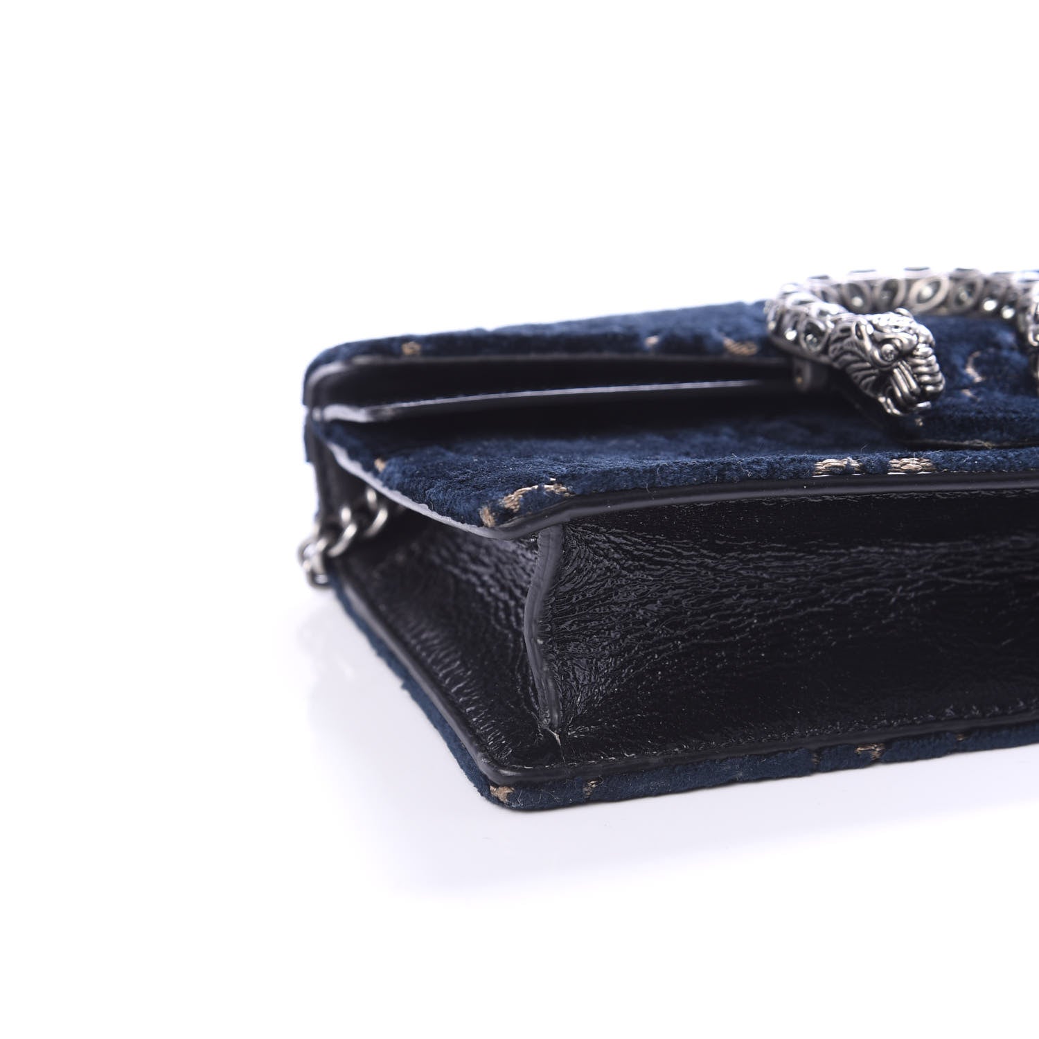 Gucci Velvet GG Monogram Super Mini Dionysus Shoulder Bag Blue Beige Black 6 of 8