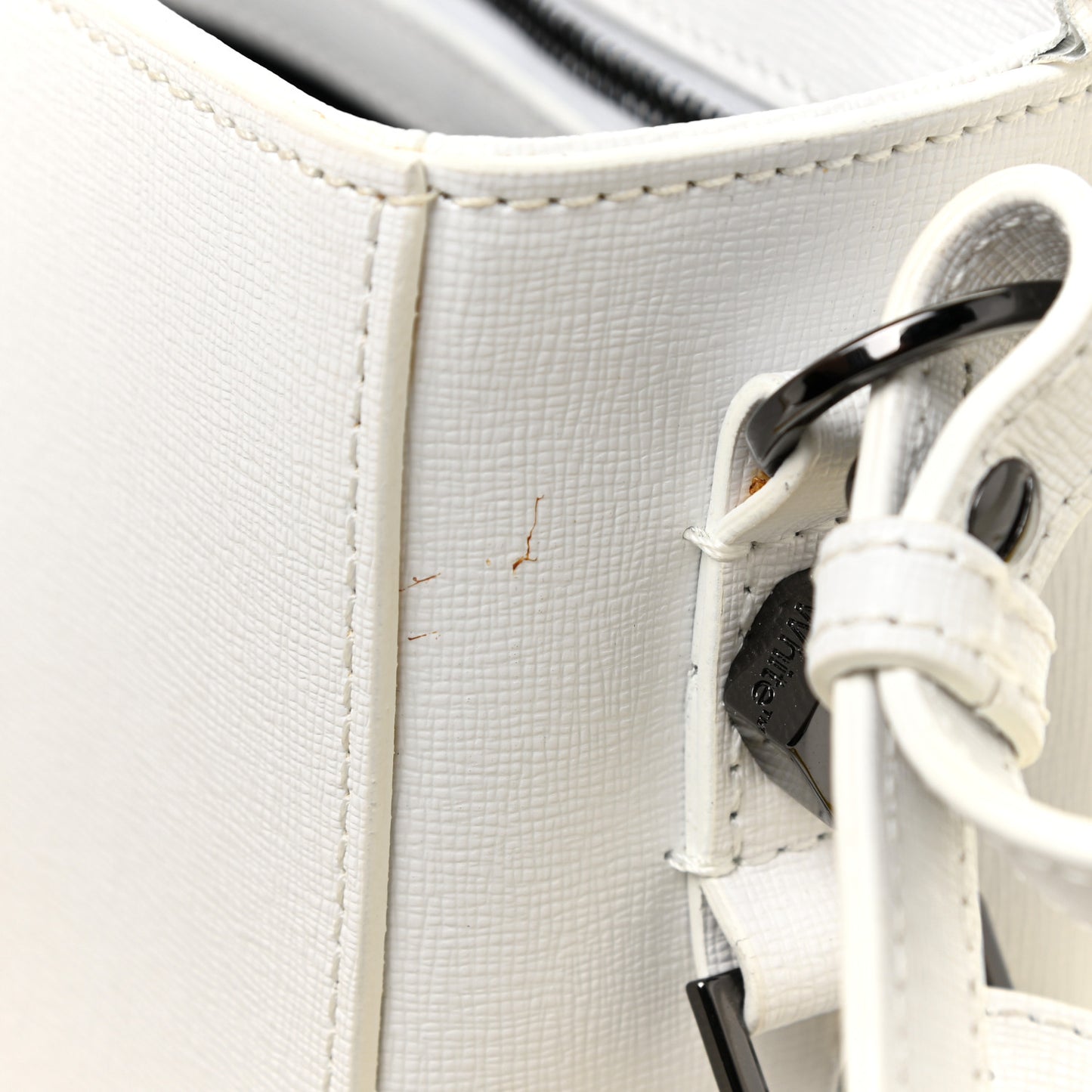 Saffiano Striped Diag Binder Flap Bag White Black
