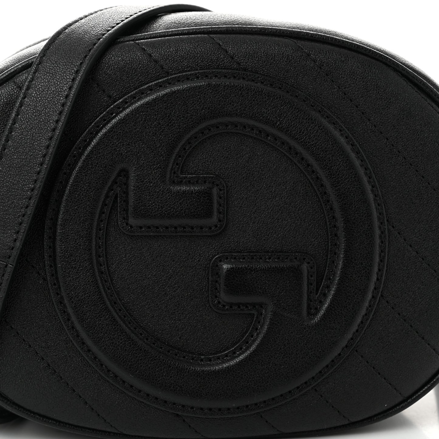 Sakai Be Green Calfskin Diagonal Stitched Mini Blondie Shoulder Bag Black