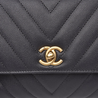 Chanel Caviar Chevron Quilted Mini Coco Handle Flap Dark Grey 12 of 12
