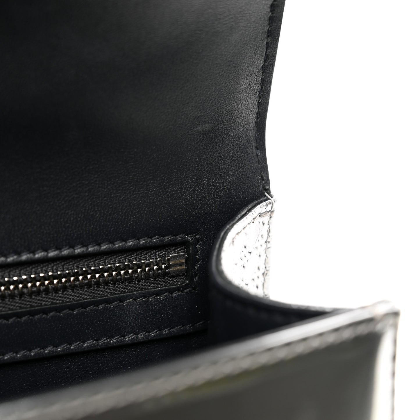 Metallic Patent Micro-Cannage Small Diorama Flap Bag Silver
