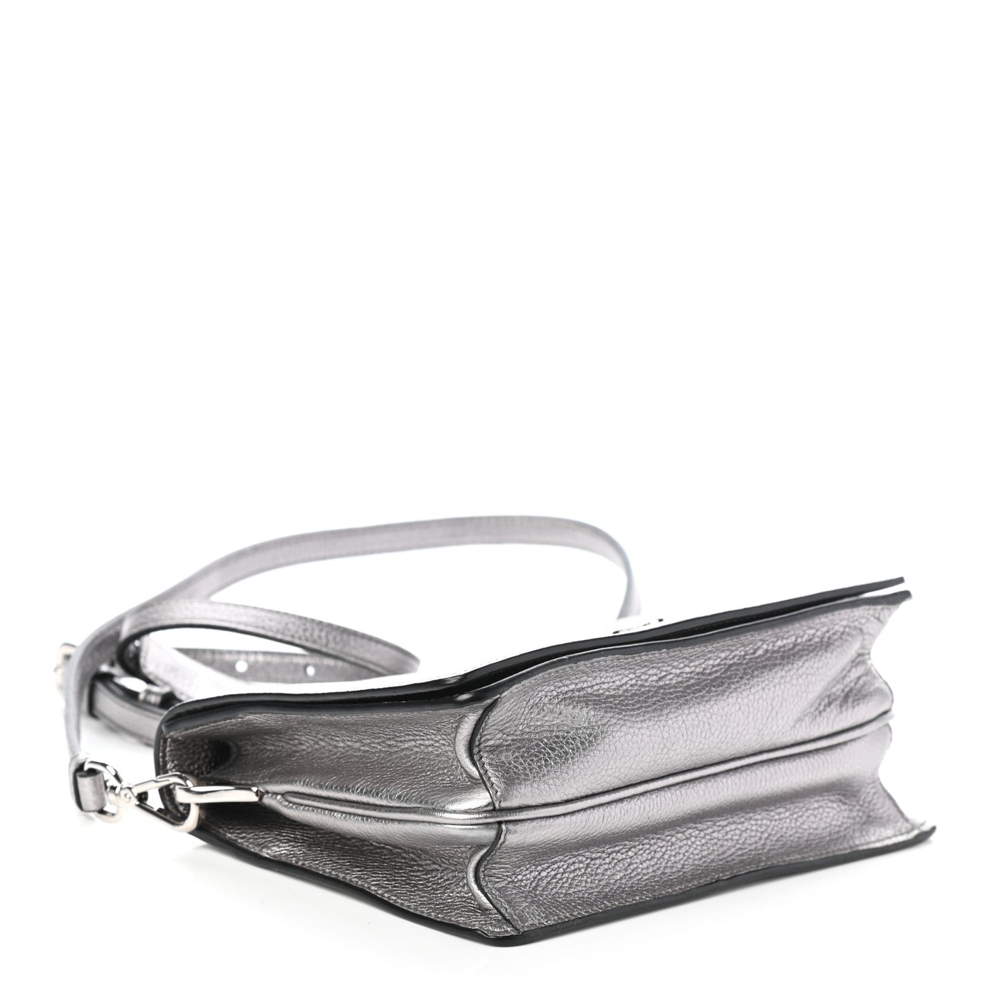 Metallic Vitello Daino Flap Crossbody Cromo