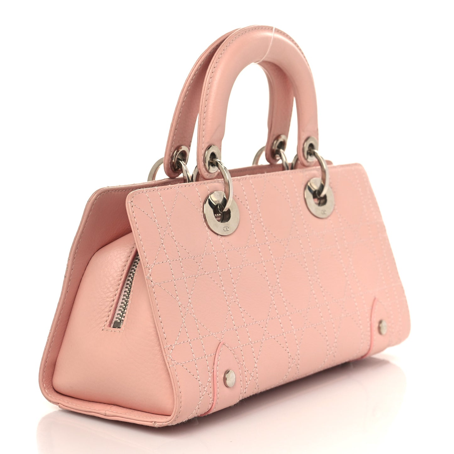 Calfskin Cannage Stitched Small East West Lady Dior Rose Clair
