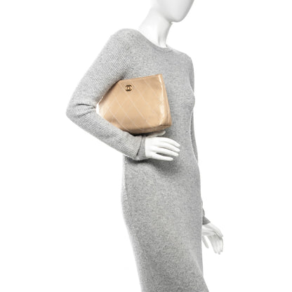Chanel Lambskin Diamond Stitch Clutch Beige 2 of 8