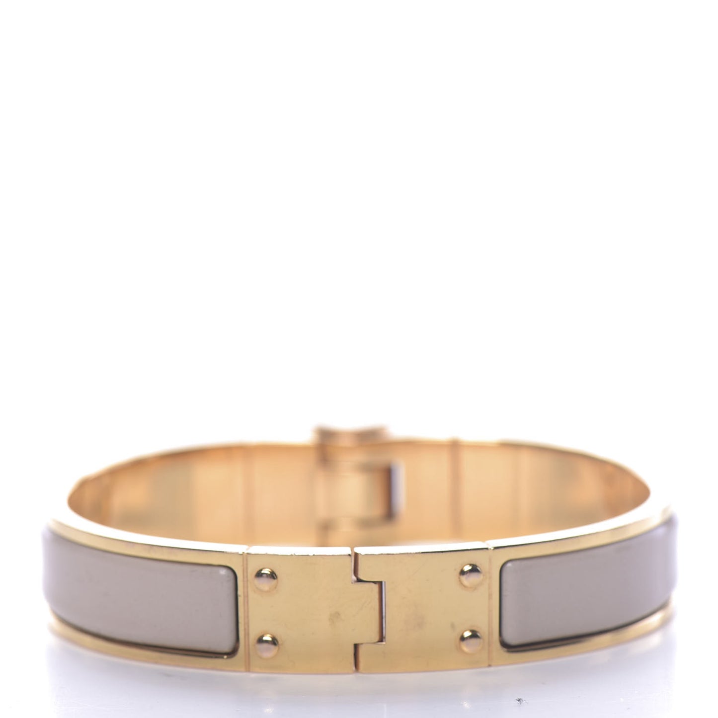 Enamel Charniere Uni Narrow Hinged Bracelet S Marron Glace