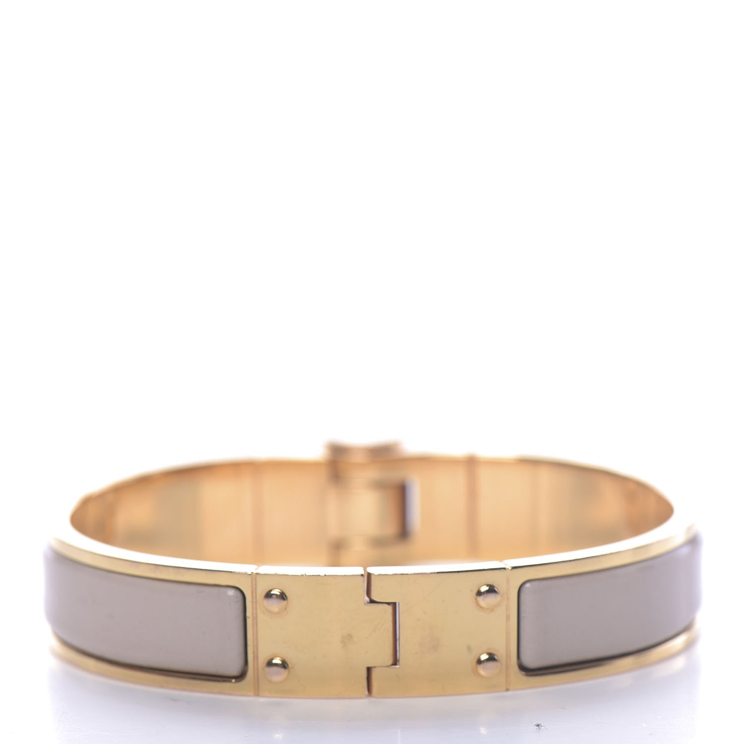 Hermes Enamel Charniere Uni Narrow Hinged Bracelet S Marron Glace 3 of 5
