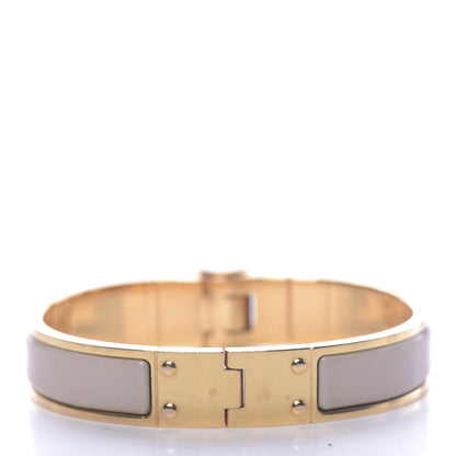 Hermes Enamel Charniere Uni Narrow Hinged Bracelet S Marron Glace 3 of 5