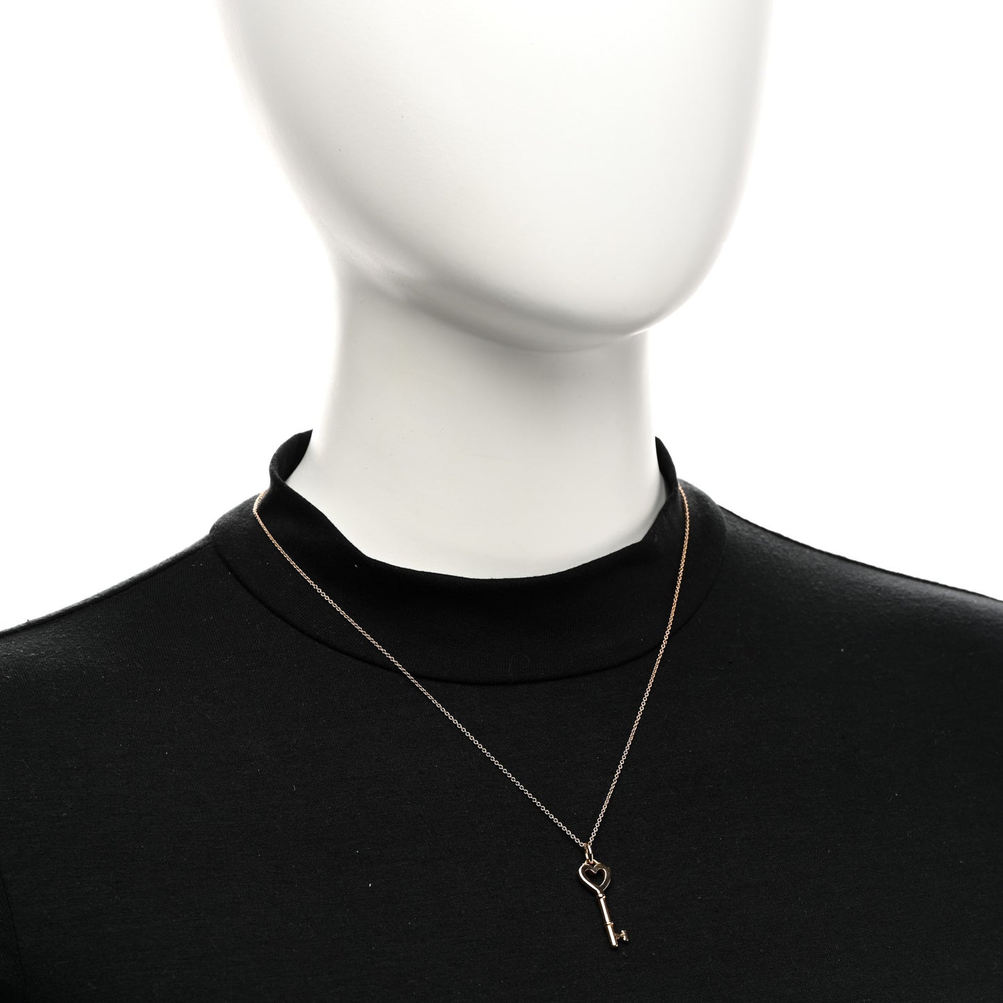 18K Rose Gold Mini Heart Key Pendant Necklace