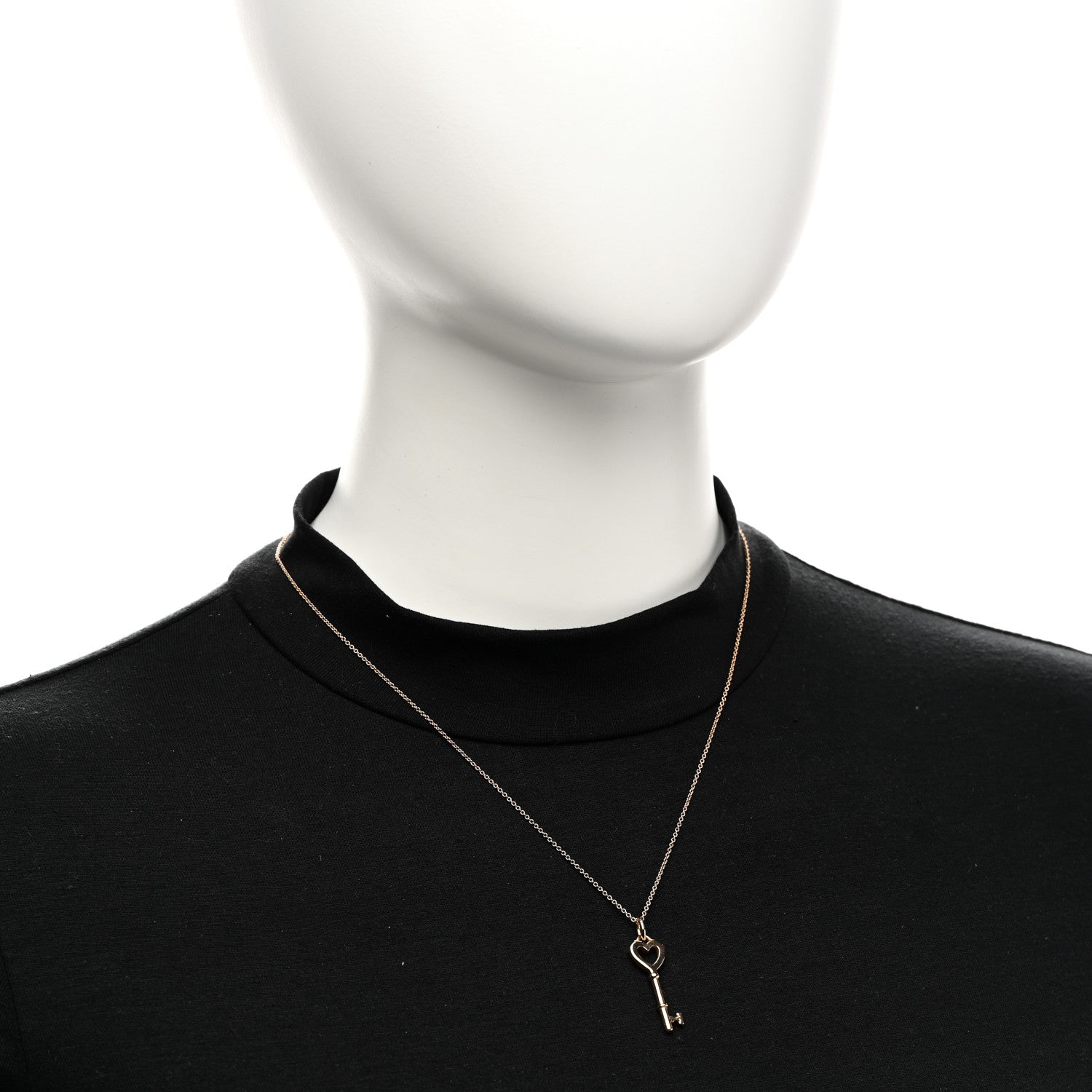 Tiffany 18K Rose Gold Mini Heart Key Pendant Necklace 2 of 5