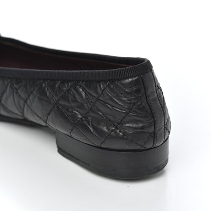 Chanel Aged Calfskin Quilted CC Cap Toe Ballerina Flats 36 Black 19 of 23