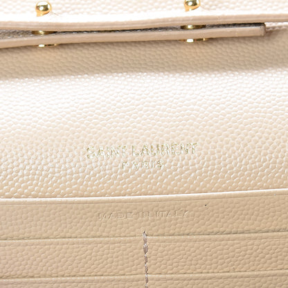Saint Laurent Grain De Poudre Matelasse Chevron Monogram Chain Wallet Nude Powder 8 of 10