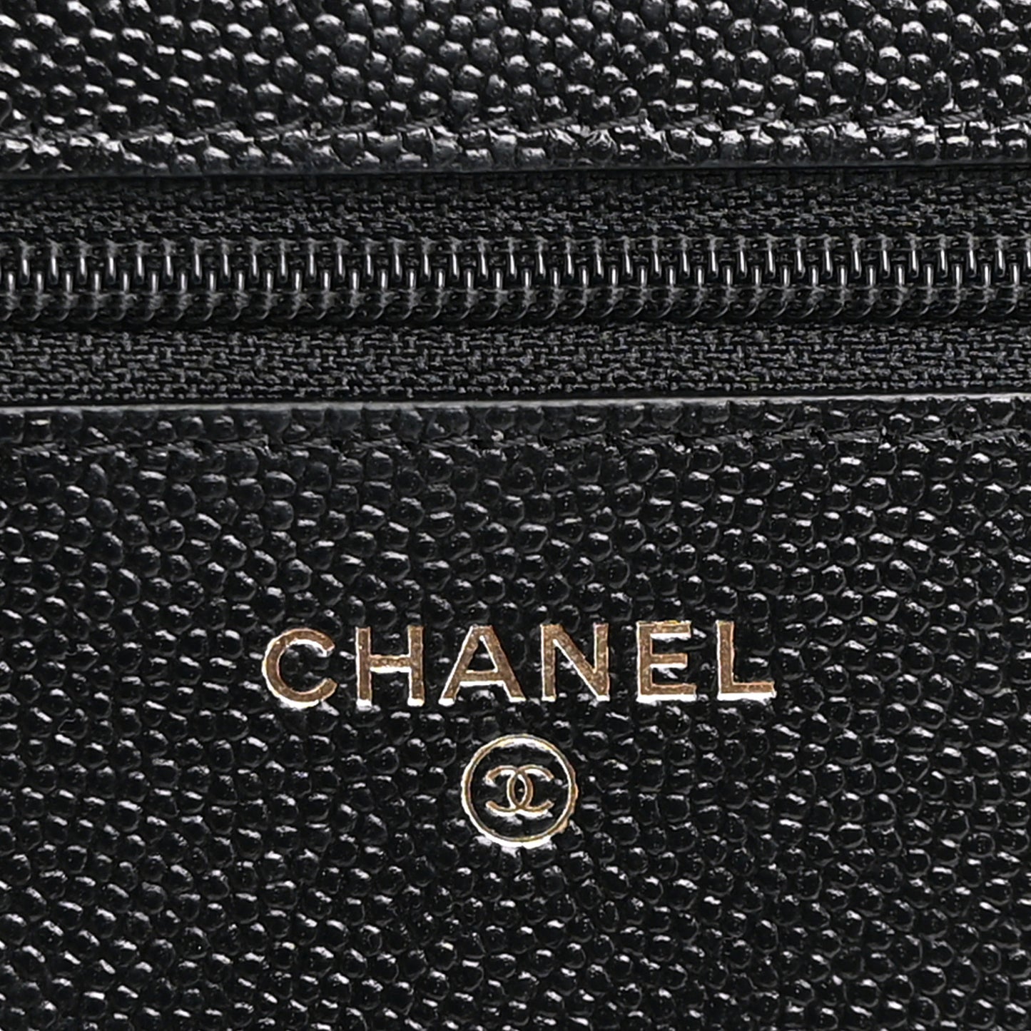 Caviar Quilted Golden Class Wallet On Chain WOC Black