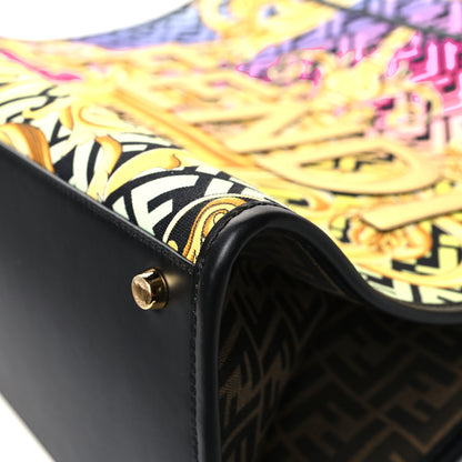 Fendi X VERSACE Canvas Printed Plexiglass Fendace FF Baroque XL Fendi Sunshine Shopper Tote Gold 10 of 12