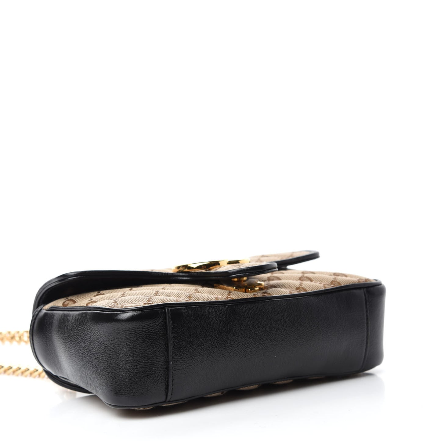 Monogram Matelasse Diagonal Mini GG Marmont Shoulder Bag Beige Black
