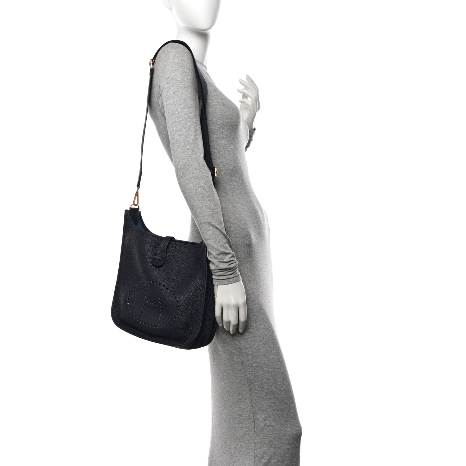 Hermes Taurillon Clemence Evelyne III PM Bleu Nuit 2 of 10