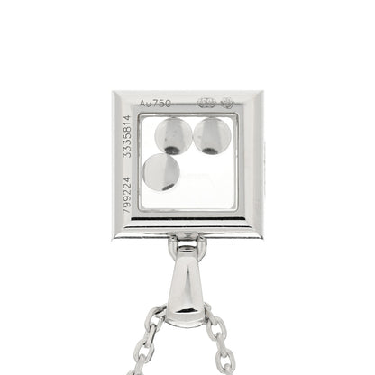 Chopard 18K White Gold Diamond Happy Diamonds Square Pendant Necklace 5 of 6