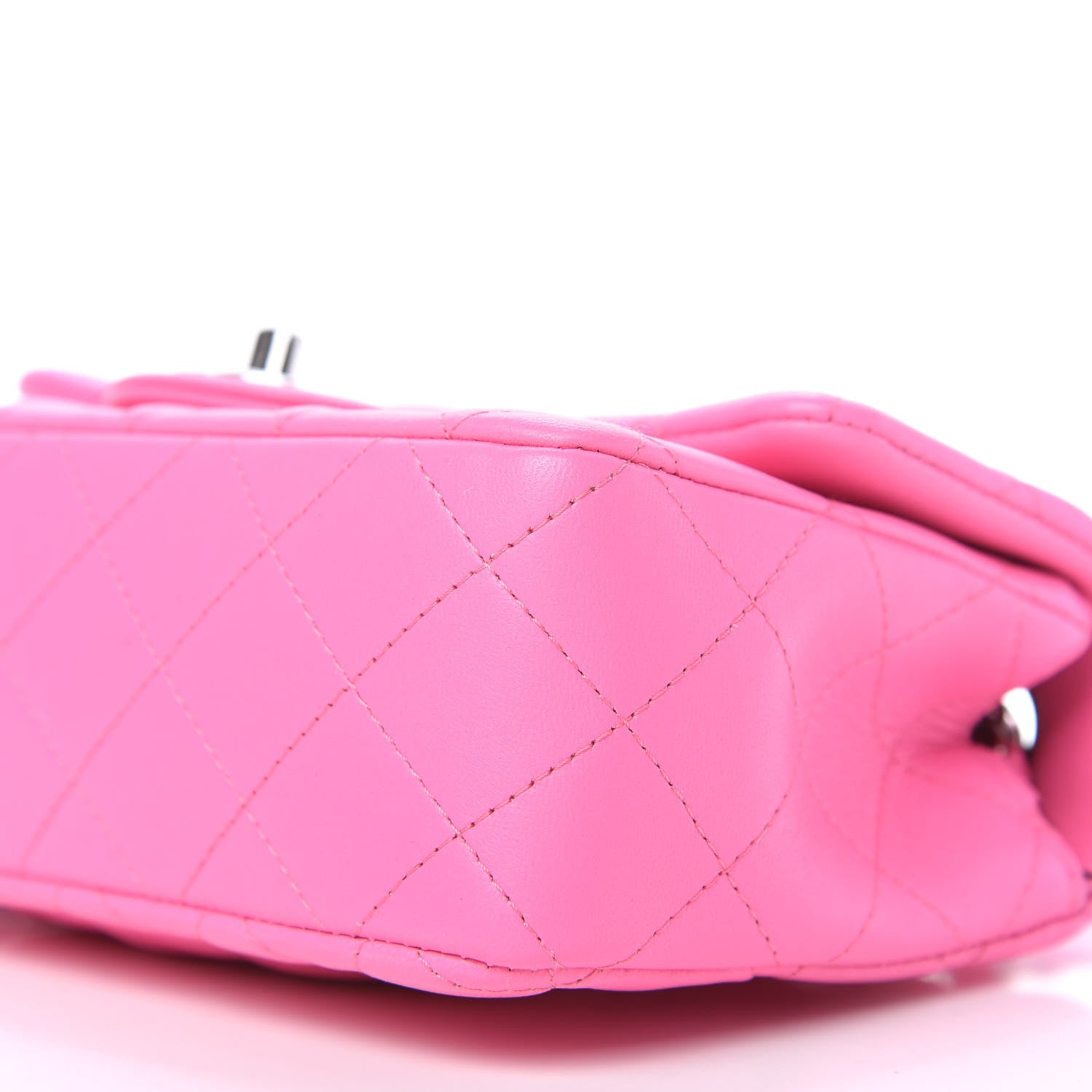 Chanel Lambskin Quilted Mini Rectangular Flap Neon Pink 7 of 10