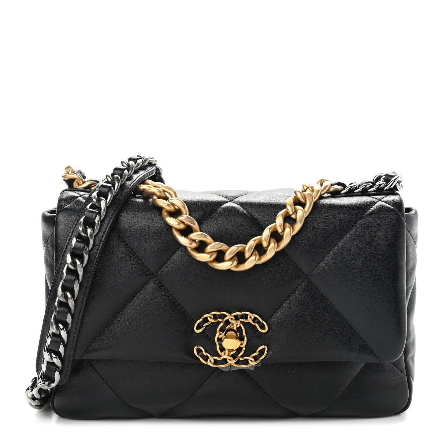 Lambskin Quilted Medium Chanel 19 Flap Black
