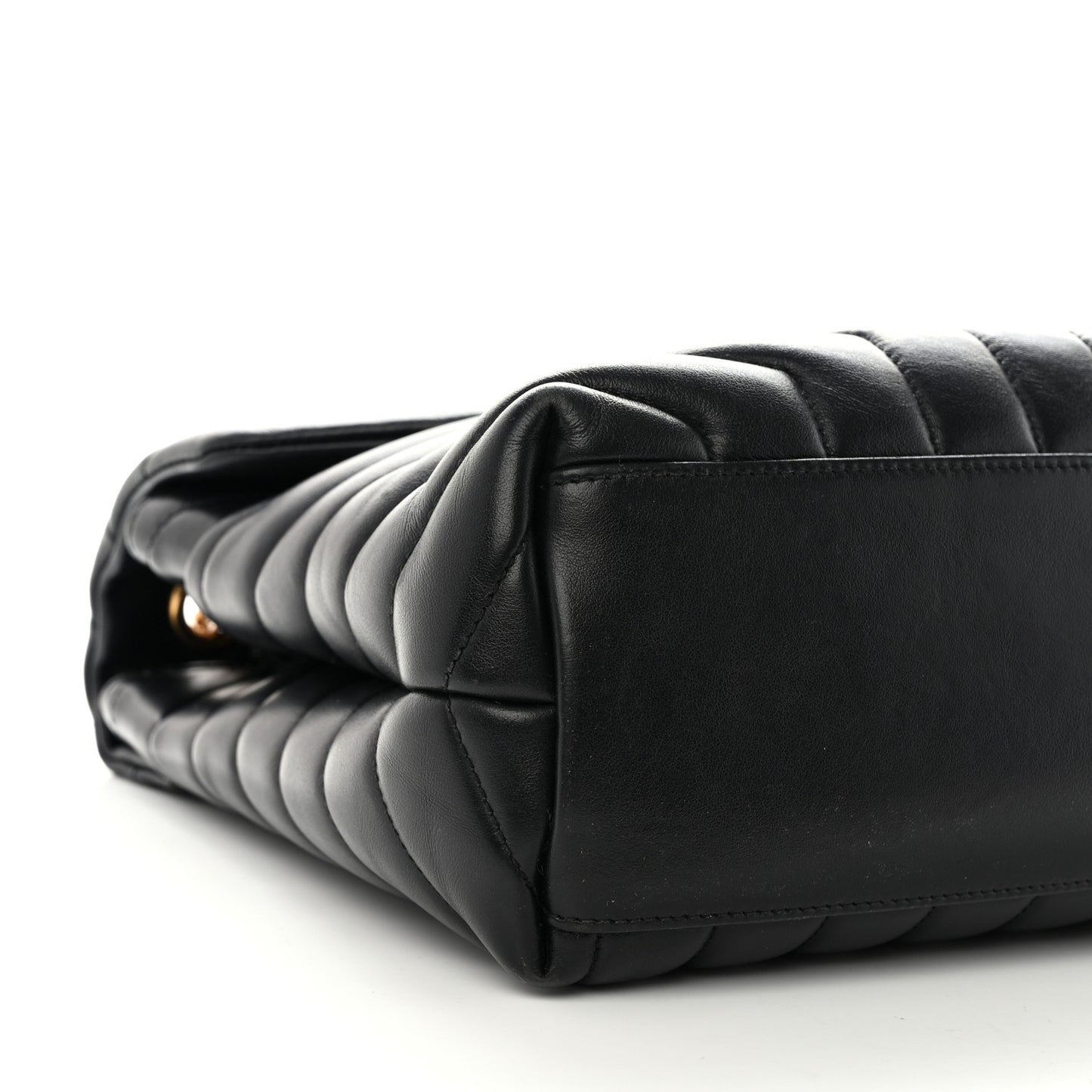 Calfskin Y Quilted Monogram Medium Loulou Chain Satchel Black