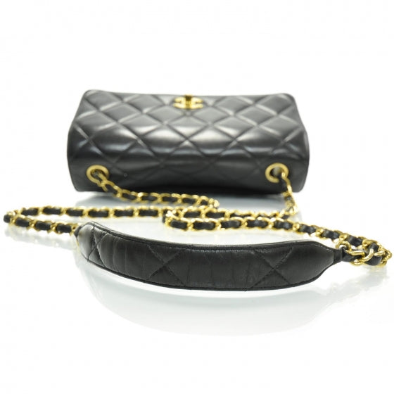 Lambskin Quilted Flap Bag Black