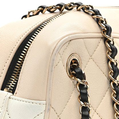 Chanel Goatskin Quilted Tri-Color Medium In & Out Camera Case Beige White Black 12 of 12