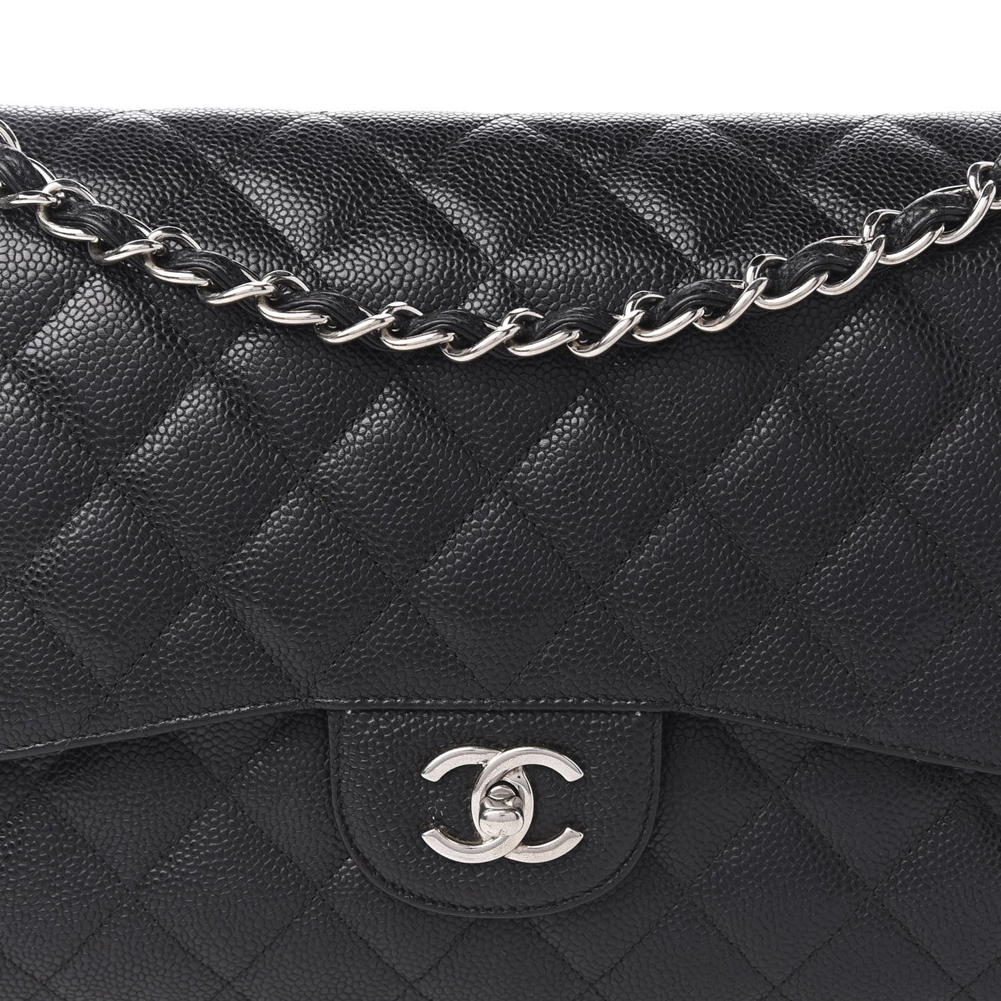 Caviar Quilted Jumbo Double Flap Black