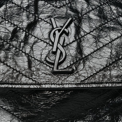 Saint Laurent Crinkled Calfskin Matelasse Monogram Medium Niki Chain Satchel Black 8 of 10