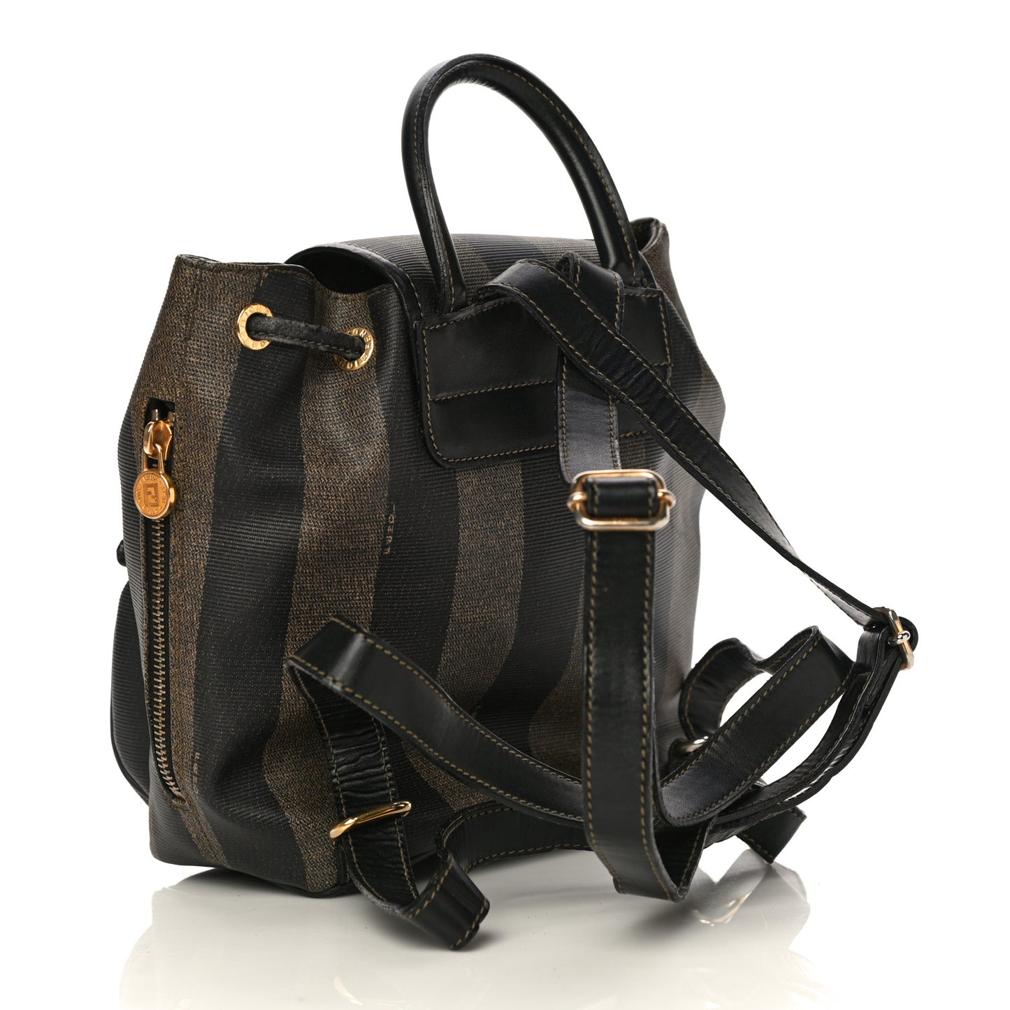 Coated Canvas Pequin Drawstring Backpack Tobacco