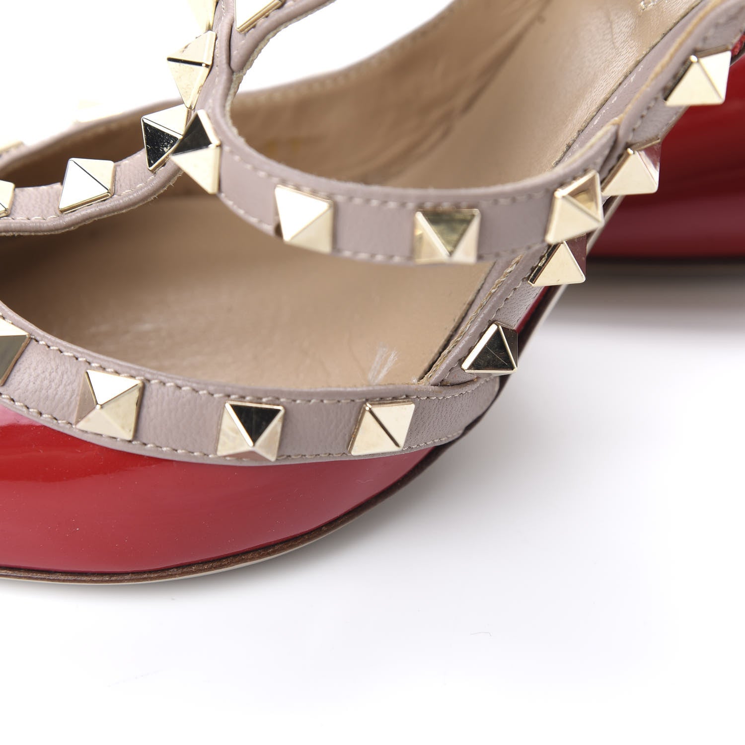 Valentino Garavani Patent Rockstud Ankle Strap 100mm Pumps 37 Rosso Valentino Poudre 9 of 9