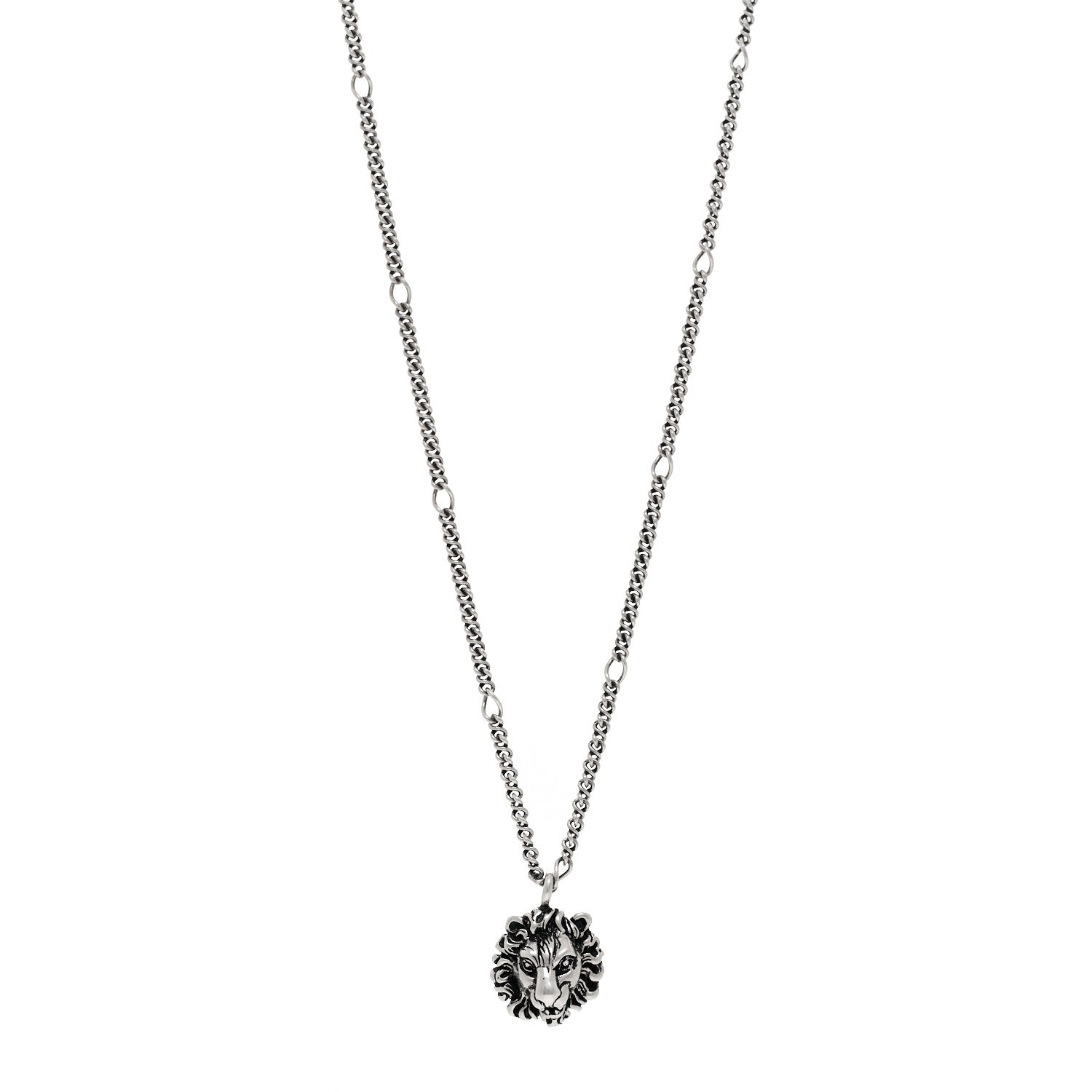 Gucci Metal Lion Head Necklace Silver 1 of 5