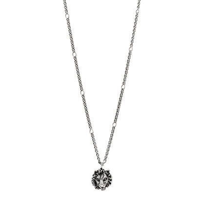Gucci Metal Lion Head Necklace Silver 1 of 5