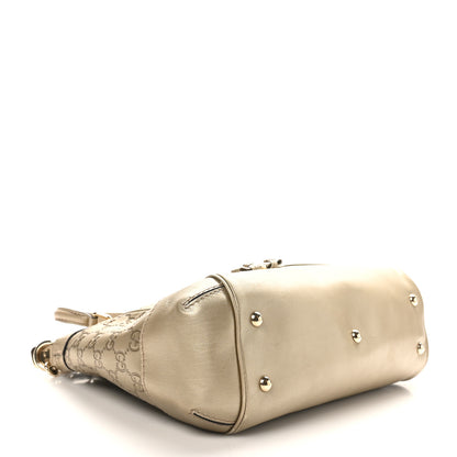 Gucci Metallic Guccissima Mayfair Top Handle Satchel  Golden Beige 4 of 10