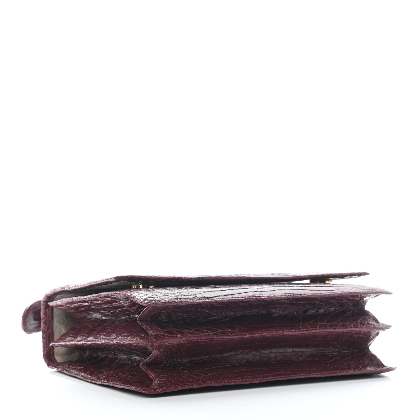 Crocodile Top Handle Satchel Burgundy